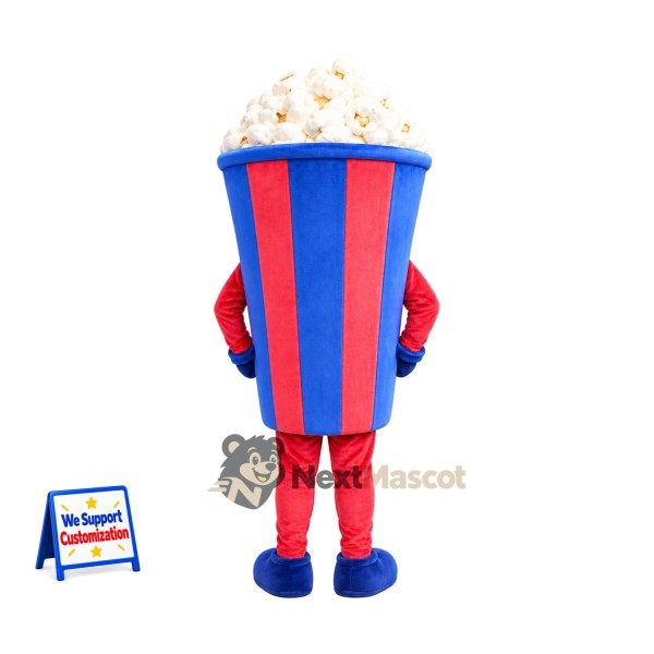 Popcorn Mascot Costume - Red and Blue Striped Carton