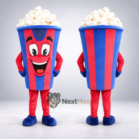 Popcorn Mascot Costume - Red and Blue Striped Carton Popcorn Mascot Costume - Red and Blue Striped Carton