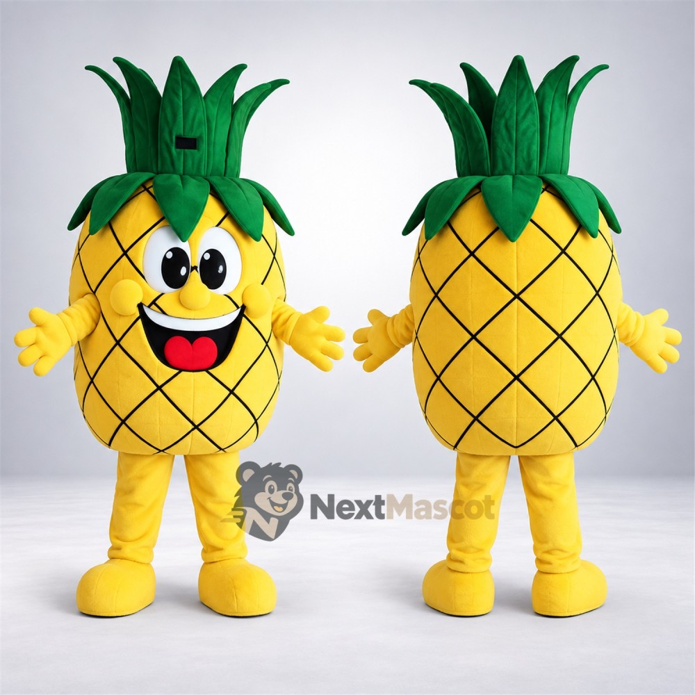 Pineapple Mascot Costume - Black Lattice and Yellow Gloves Pineapple Mascot Costume - Black Lattice and Yellow Gloves