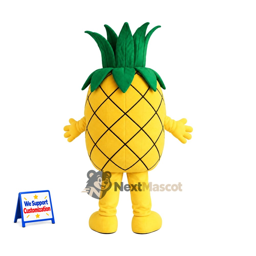 Pineapple Mascot Costume - Black Lattice and Yellow Gloves Pineapple Mascot Costume - Black Lattice and Yellow Gloves