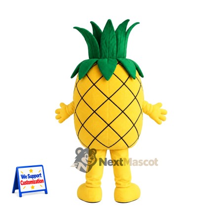 Pineapple Mascot Costume - Black Lattice and Yellow Gloves Pineapple Mascot Costume - Black Lattice and Yellow Gloves
