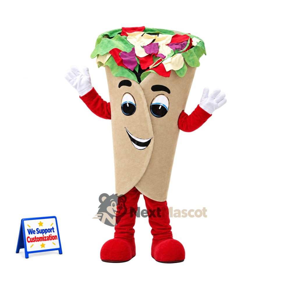 Salad Wrap Mascot Costume - Red Gloves and Boots for Food Festivals Salad Wrap Mascot Costume - Red Gloves and Boots for Food Festivals
