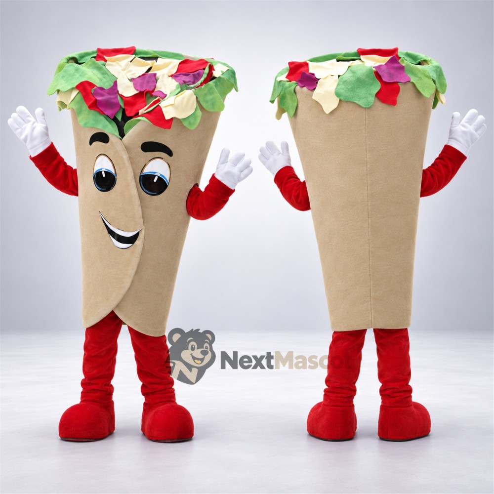 Salad Wrap Mascot Costume - Red Gloves and Boots for Food Festivals Salad Wrap Mascot Costume - Red Gloves and Boots for Food Festivals