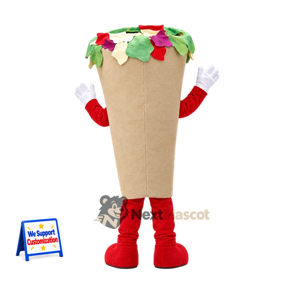 Salad Wrap Mascot Costume - Red Gloves and Boots for Food Festivals Salad Wrap Mascot Costume - Red Gloves and Boots for Food Festivals