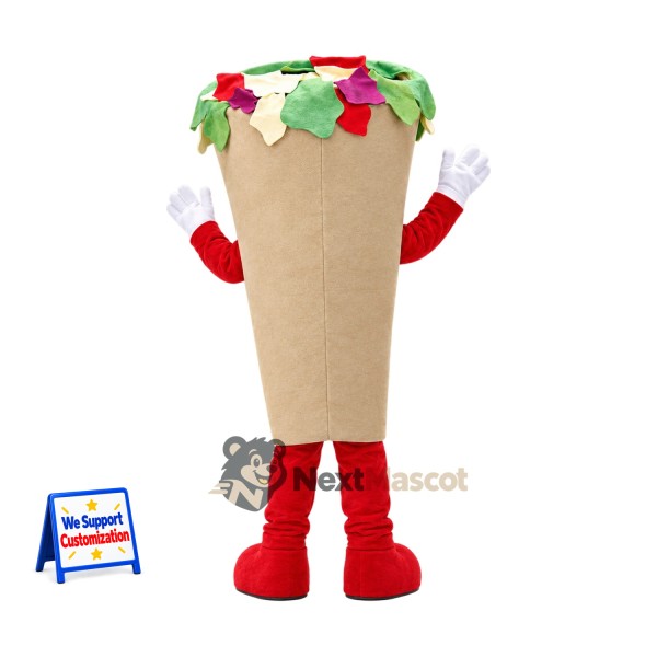 Salad Wrap Mascot Costume - Red Gloves and Boots for Food Festivals Salad Wrap Mascot Costume - Red Gloves and Boots for Food Festivals