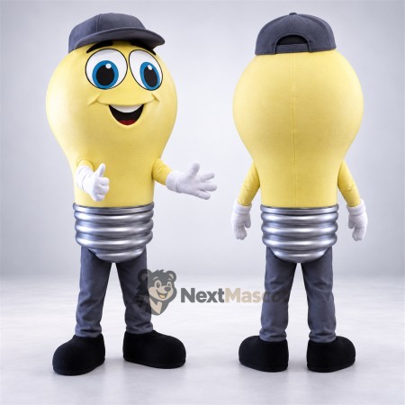 Bulb Mascot Costume - Light, Black Cap
