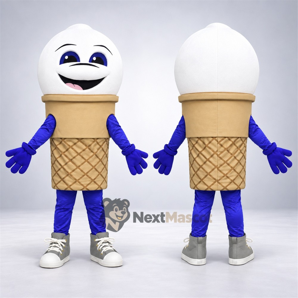 Vanilla Ice Cream Cone Mascot Costume - Blue Arms and Legs Vanilla Ice Cream Cone Mascot Costume - Blue Arms and Legs