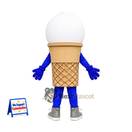 Vanilla Ice Cream Cone Mascot Costume - Blue Arms and Legs Vanilla Ice Cream Cone Mascot Costume - Blue Arms and Legs