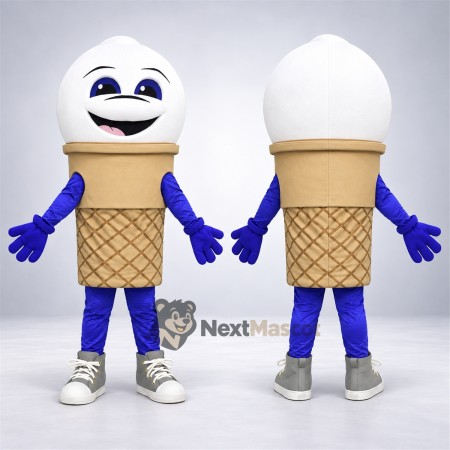 Vanilla Ice Cream Cone Mascot Costume - Blue Arms and Legs Vanilla Ice Cream Cone Mascot Costume - Blue Arms and Legs