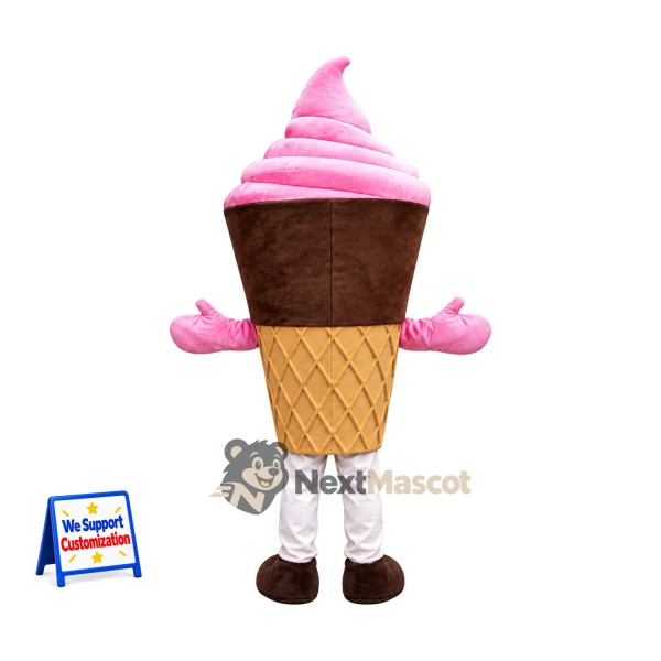 Ice Cream Cone Mascot Costume - Pink, White Legs Ice Cream Cone Mascot Costume - Pink, White Legs