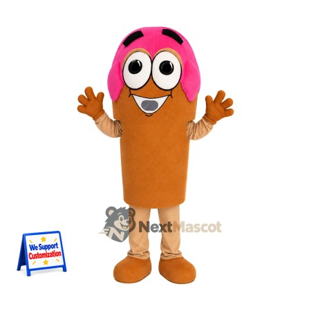 Ice Cream Cone Mascot Costume - Pink, Brown Gloves and Legs Ice Cream Cone Mascot Costume - Pink, Brown Gloves and Legs