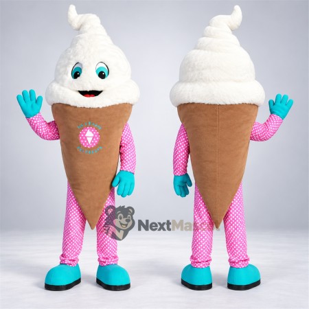Vanilla Ice Cream Cone Mascot Costume - Pink Legs and Blue Gloves Vanilla Ice Cream Cone Mascot Costume - Pink Legs and Blue Gloves