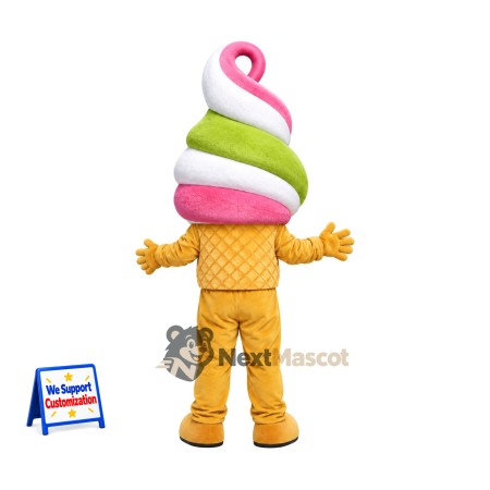 Ice Cream Cone Mascot Costume - Rainbow, Yellow Legs for Food Festivals Ice Cream Cone Mascot Costume - Rainbow, Yellow Legs for Food Festivals