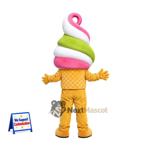 Ice Cream Cone Mascot Costume - Rainbow, Yellow Legs for Food Festivals Ice Cream Cone Mascot Costume - Rainbow, Yellow Legs for Food Festivals