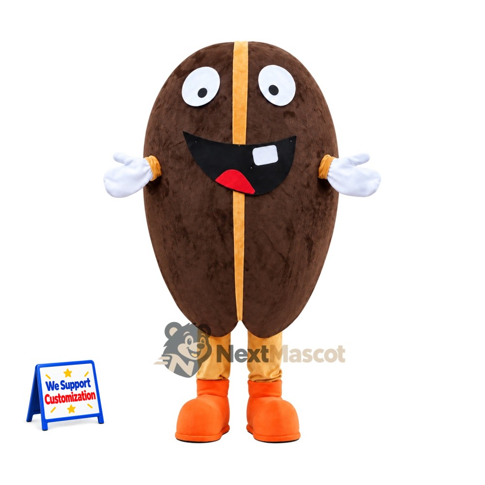 Coffee Bean Mascot Costume - Orange Legs for Food Festivals Coffee Bean Mascot Costume - Orange Legs for Food Festivals