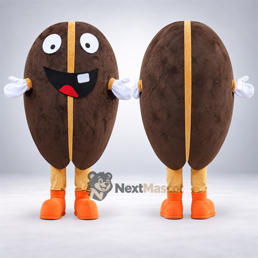 Coffee Bean Mascot Costume - Orange Legs for Food Festivals Coffee Bean Mascot Costume - Orange Legs for Food Festivals