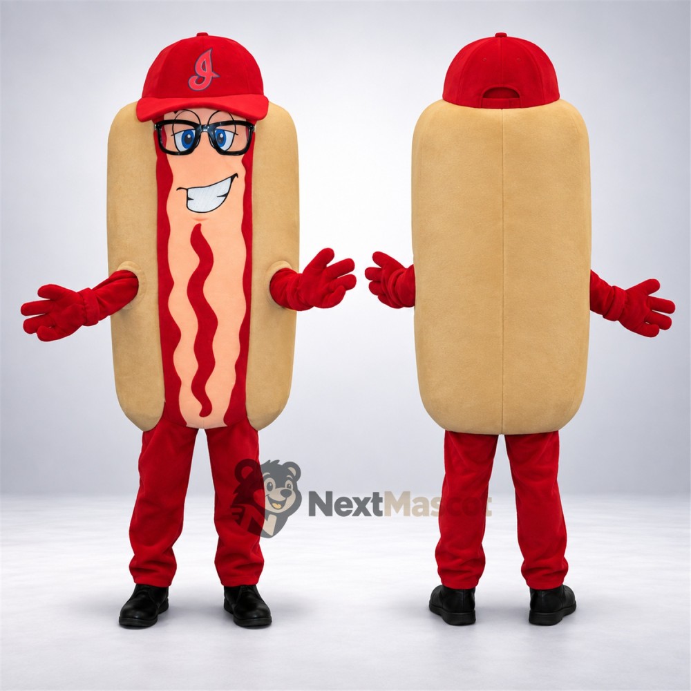 Hot Dog Mascot Costume - Red Cap and Black Shoes Hot Dog Mascot Costume - Red Cap and Black Shoes