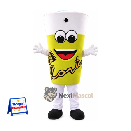 Drink Cup Mascot Costume - Yellow Drink Cup Mascot Costume - Yellow