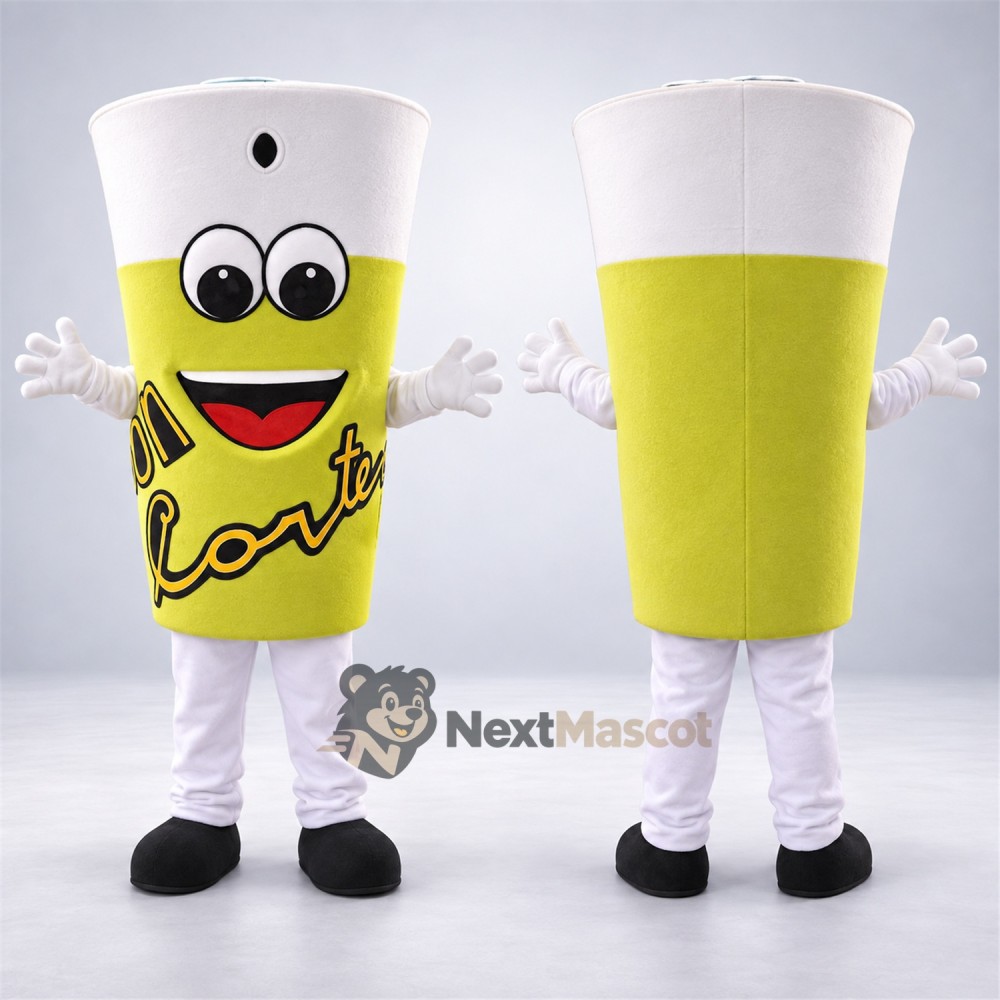 Drink Cup Mascot Costume - Yellow Drink Cup Mascot Costume - Yellow