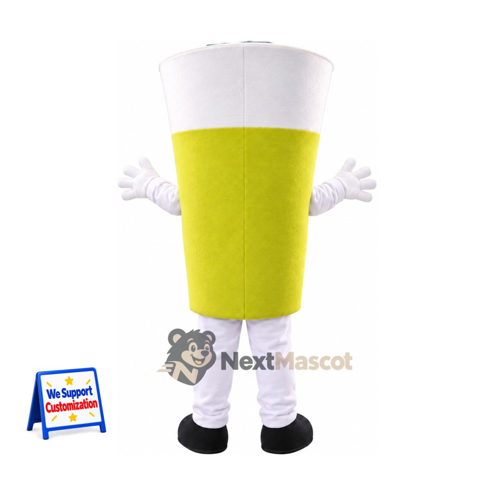Drink Cup Mascot Costume - Yellow Drink Cup Mascot Costume - Yellow
