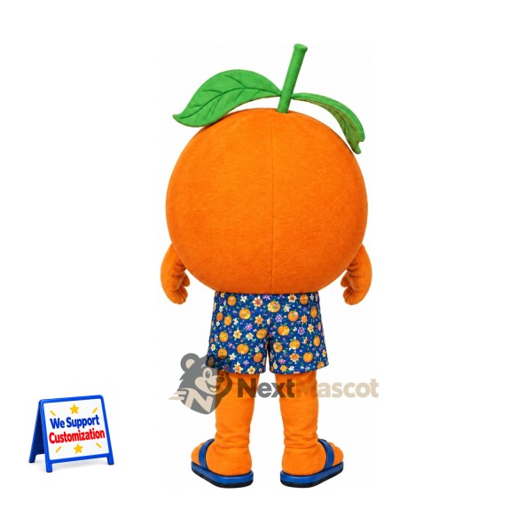 Orange Mascot Costume - Blue Shorts for Food Festivals
