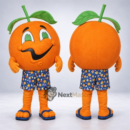 Orange Mascot Costume - Blue Shorts for Food Festivals Orange Mascot Costume - Blue Shorts for Food Festivals