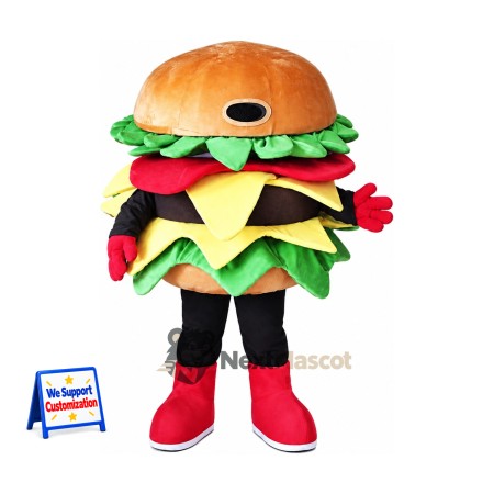 Double Burger Mascot Costume - Red Boots Double Burger Mascot Costume - Red Boots