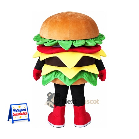 Double Burger Mascot Costume - Red Boots Double Burger Mascot Costume - Red Boots