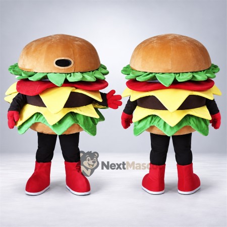 Double Burger Mascot Costume - Red Boots Double Burger Mascot Costume - Red Boots
