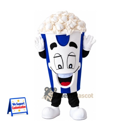 Popcorn Mascot Costume - Blue and White Striped Carton Popcorn Mascot Costume - Blue and White Striped Carton