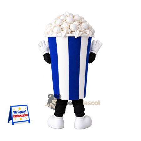 Popcorn Mascot Costume - Blue and White Striped Carton Popcorn Mascot Costume - Blue and White Striped Carton