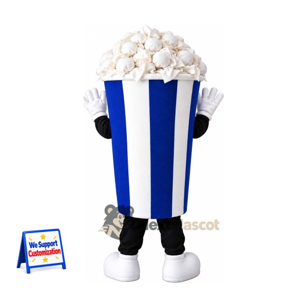 Popcorn Mascot Costume - Blue and White Striped Carton