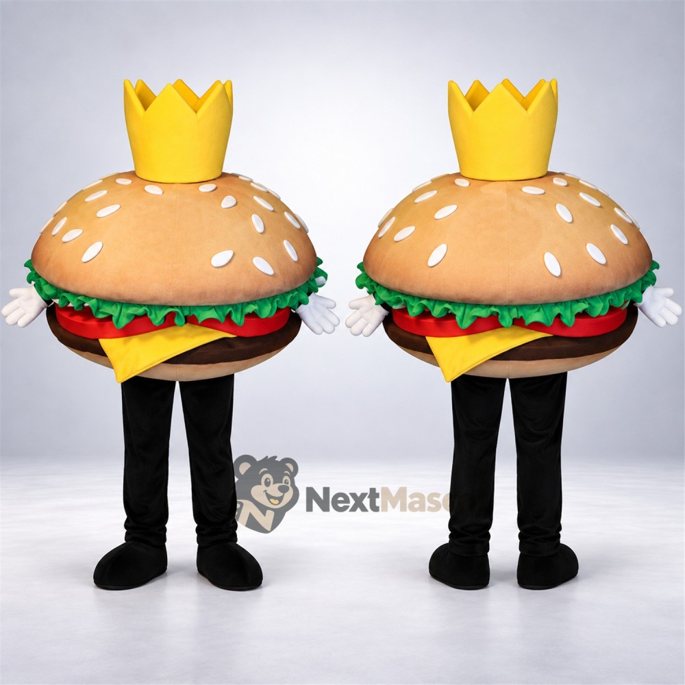 Burger Mascot Costume - Crown for Food Fairs Burger Mascot Costume - Crown for Food Fairs