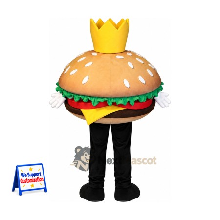 Burger Mascot Costume - Crown for Food Fairs Burger Mascot Costume - Crown for Food Fairs