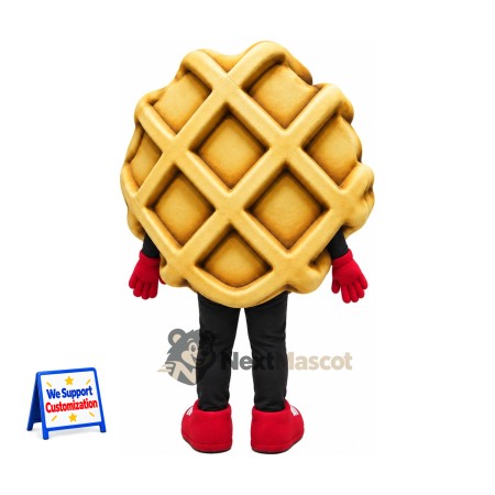 Waffle Mascot Costume - Red Gloves and Sneakers Waffle Mascot Costume - Red Gloves and Sneakers