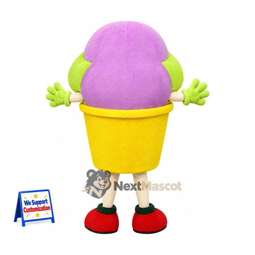 Ice Cream Cup Mascot Costume - Pink, Yellow Gloves Ice Cream Cup Mascot Costume - Pink, Yellow Gloves