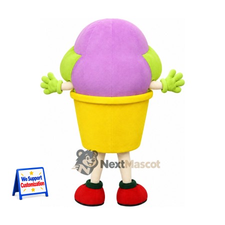 Ice Cream Cup Mascot Costume - Pink, Yellow Gloves Ice Cream Cup Mascot Costume - Pink, Yellow Gloves