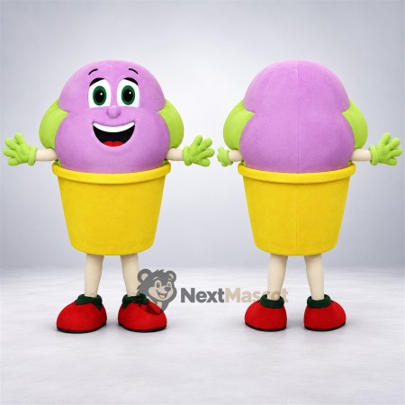 Ice Cream Cup Mascot Costume - Pink, Yellow Gloves Ice Cream Cup Mascot Costume - Pink, Yellow Gloves