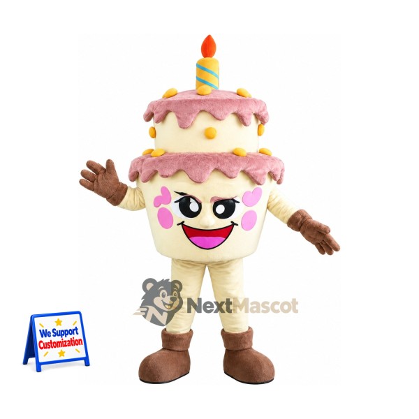Birthday Cake Mascot Costume - Pink Icing and Candle