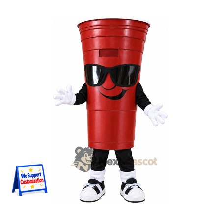 Cup Mascot Costume - Red, Sunglasses