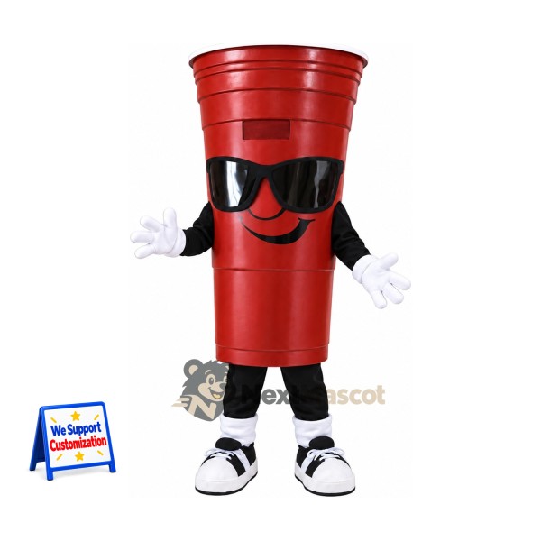 Cup Mascot Costume - Red, Sunglasses