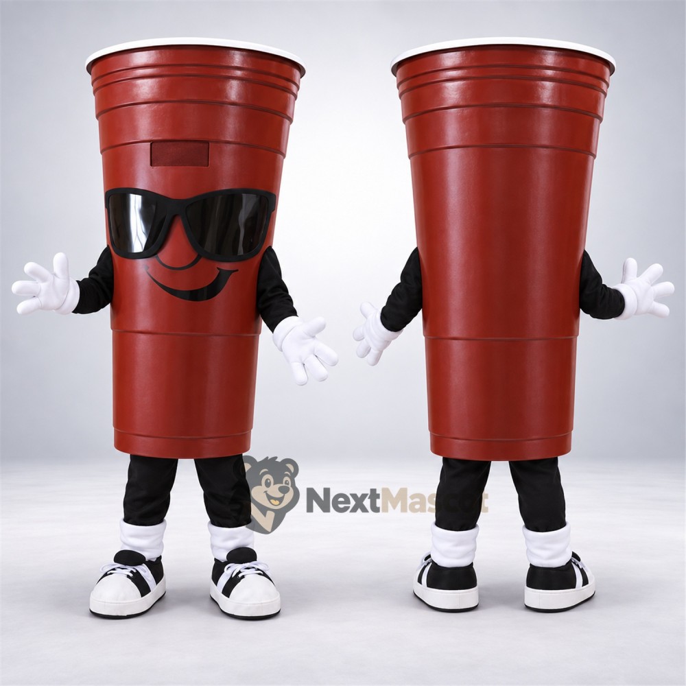 Cup Mascot Costume - Red, Sunglasses