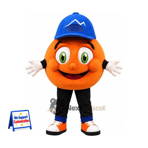 Orange Mascot Costume - Blue Cap
