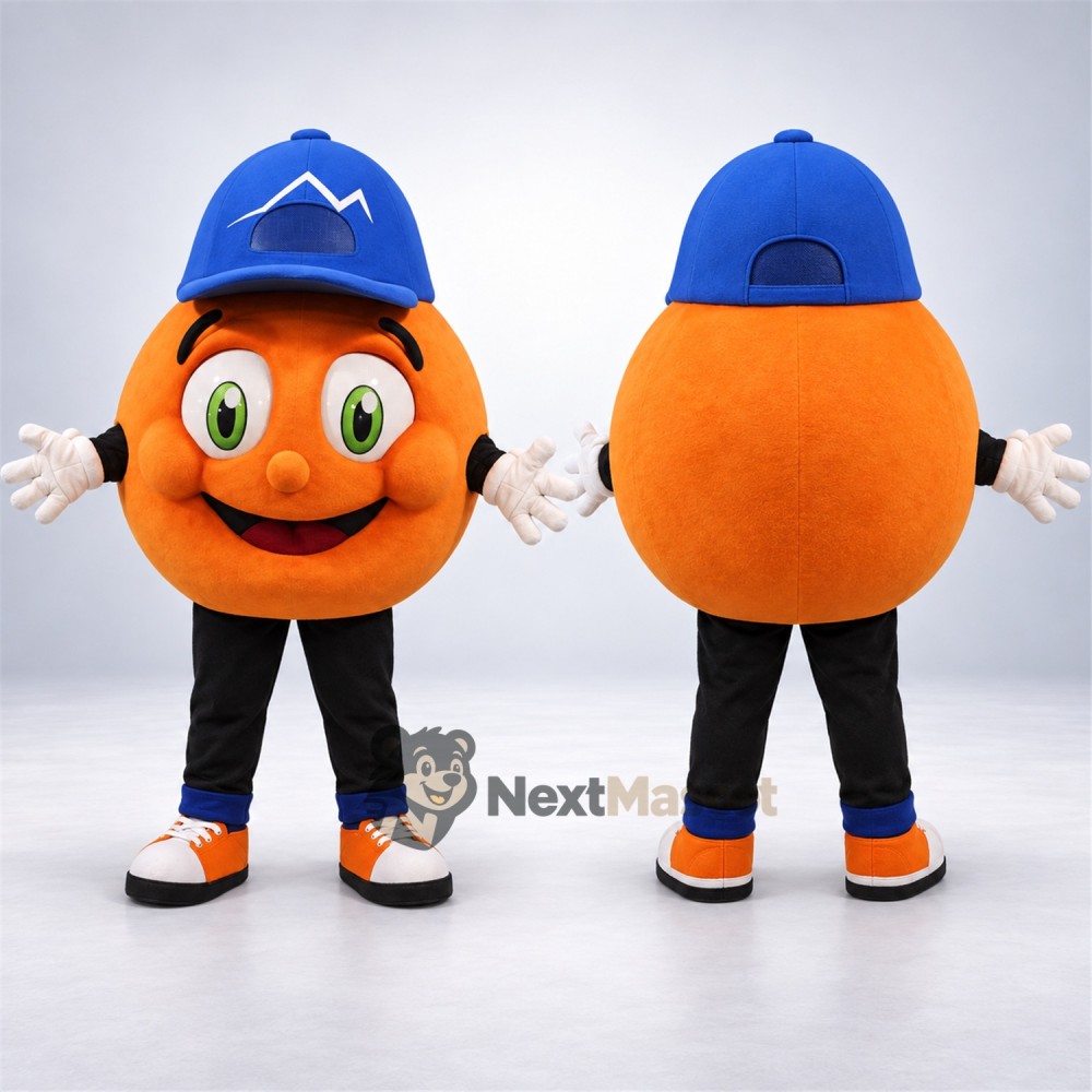 Orange Mascot Costume - Blue Cap Orange Mascot Costume - Blue Cap