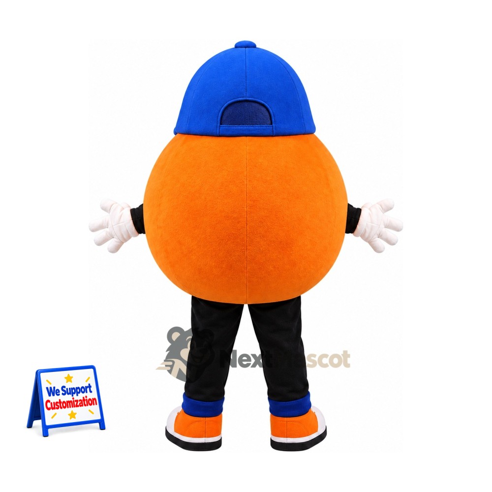 Orange Mascot Costume - Blue Cap Orange Mascot Costume - Blue Cap