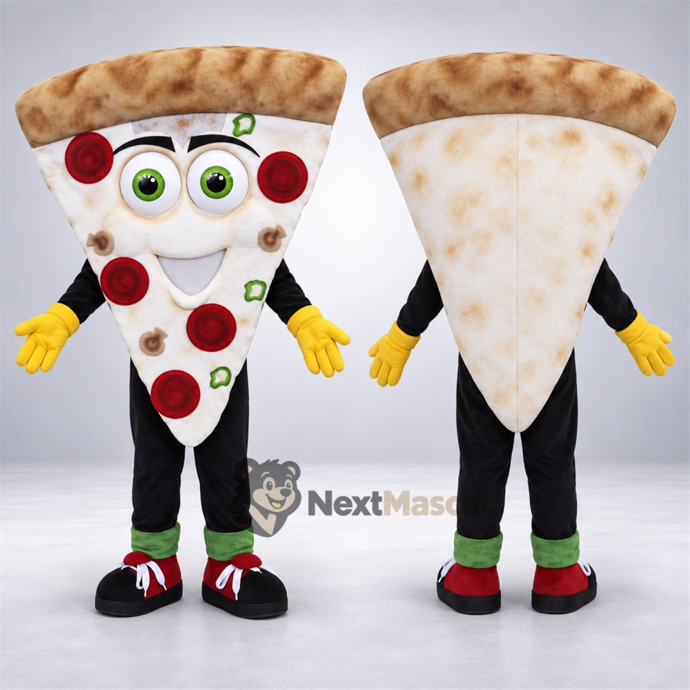Pizza Slice Mascot Costume - Glasses Pizza Slice Mascot Costume - Glasses