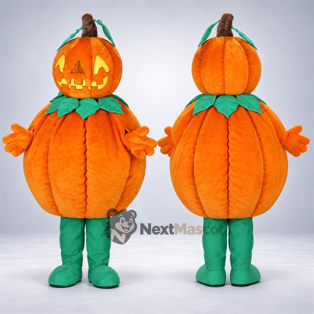 Jack O Lantern Mascot Costume - Green Leaf Collar Jack O Lantern Mascot Costume - Green Leaf Collar