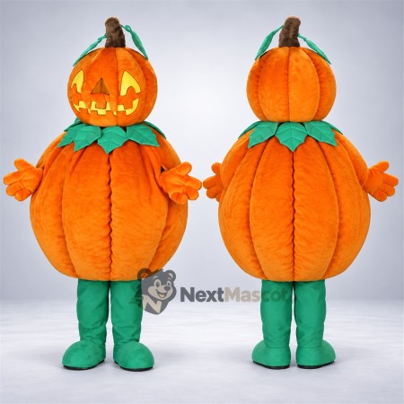 Jack O Lantern Mascot Costume - Green Leaf Collar Jack O Lantern Mascot Costume - Green Leaf Collar