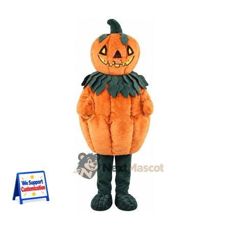 Jack O Lantern Mascot Costume - Black Leaf Collar Jack O Lantern Mascot Costume - Black Leaf Collar