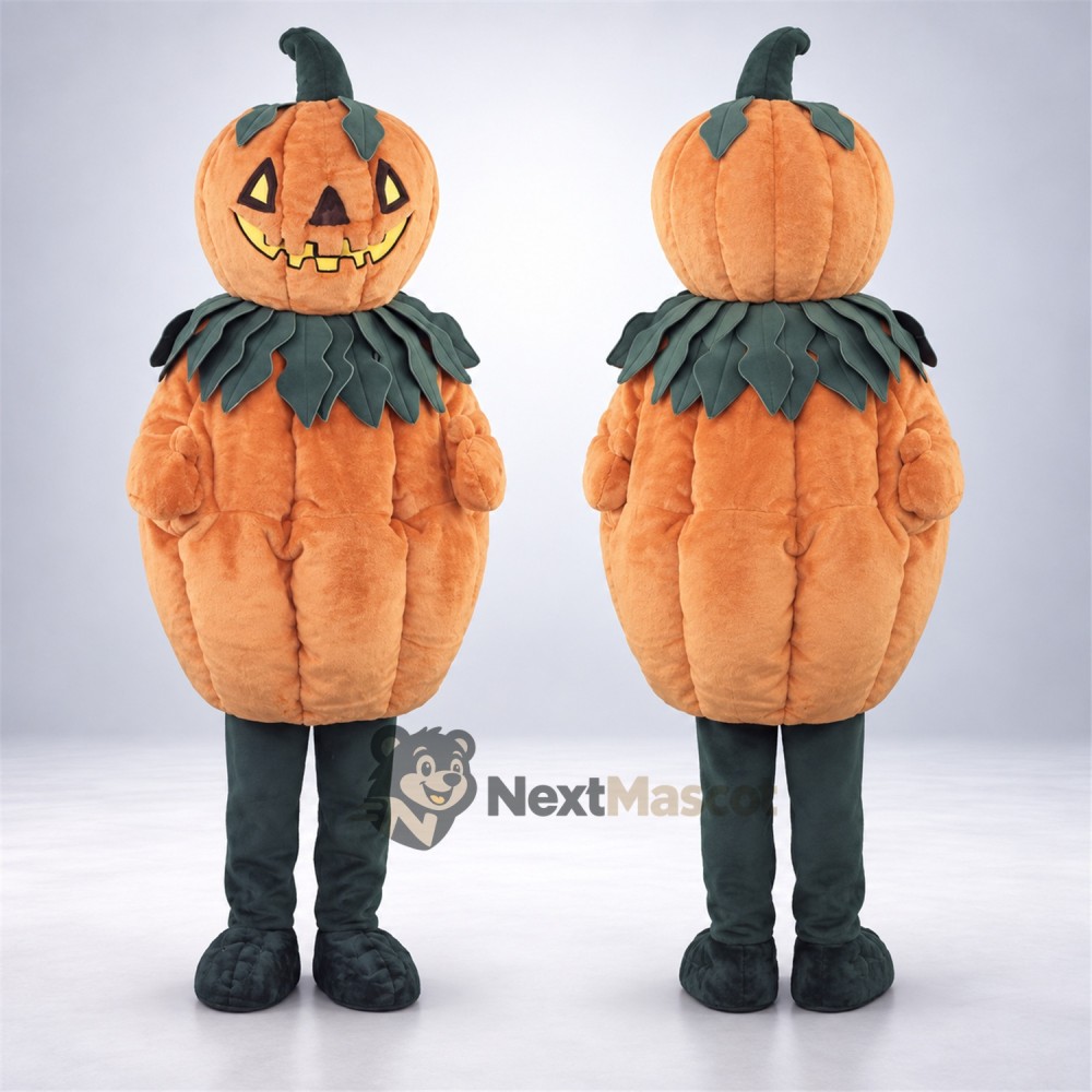 Jack O Lantern Mascot Costume - Black Leaf Collar Jack O Lantern Mascot Costume - Black Leaf Collar